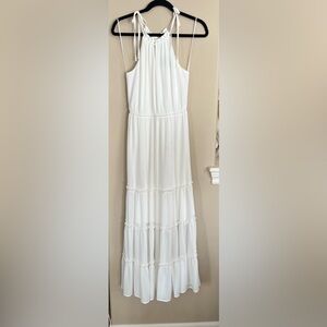 Elegant Halter White Tiered Maxi Dress Size Small
